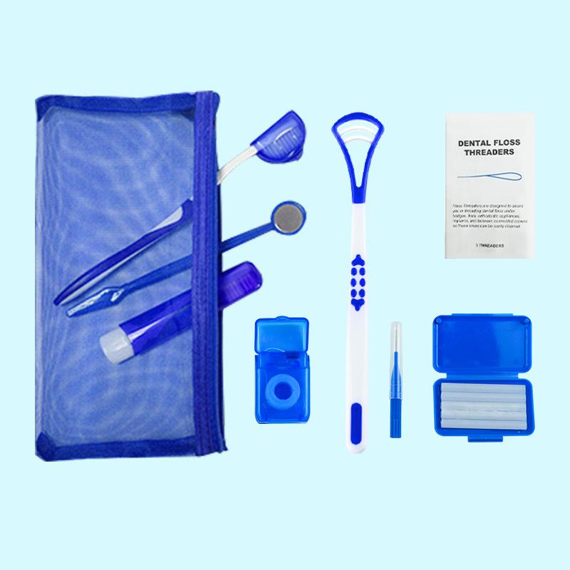 Kit Pennelli per Cura Dentale 8 Pezzi Pulizia Denti Apparecchi Ortodontici Spazzolino da Denti con Spazzolino Interdentale Filo Interdentale Cera Ortodontica Kit da Viaggio