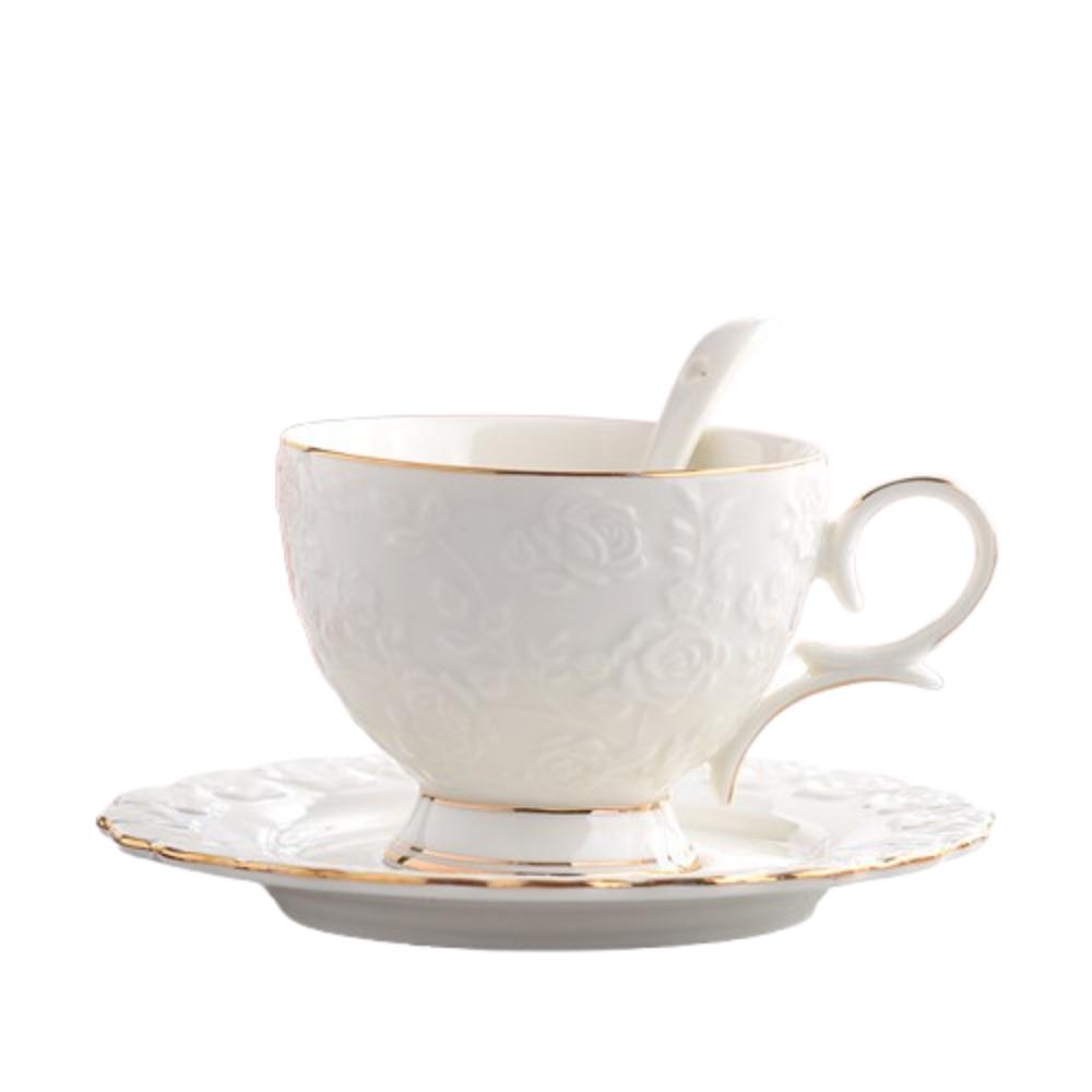 Exquisite Tea Cup Set Luxury Latte Flower Tea Water Cup Ceramic Coffee Cup Spoon Plate Set  Hotel