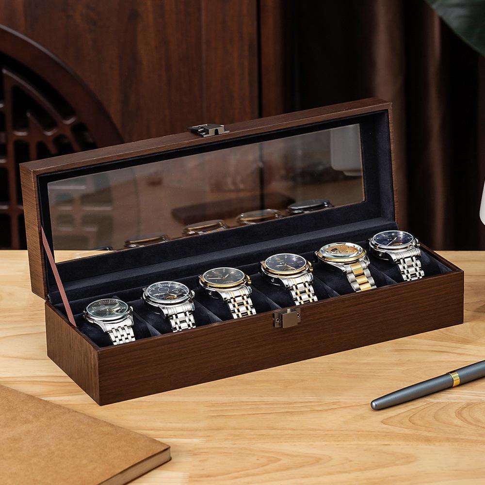 2025 Walnut Wood Grain Watch & Sunglasses Storage Box