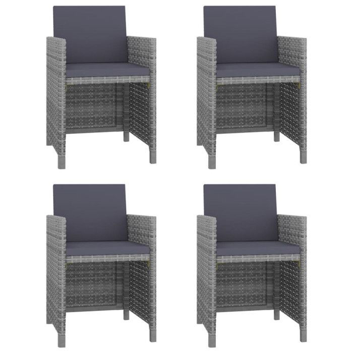 VidaXL Salon de jardin encastrable 5 pcs et coussins Rotin Gris