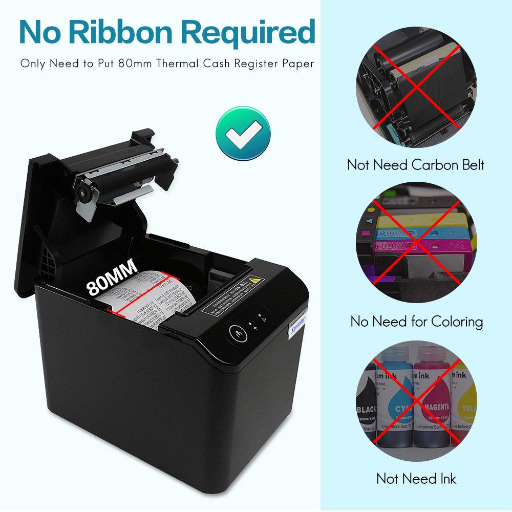 Xinye T80Q 80mm Multi-Port POS Printer with Auto Cutter for Kitchens