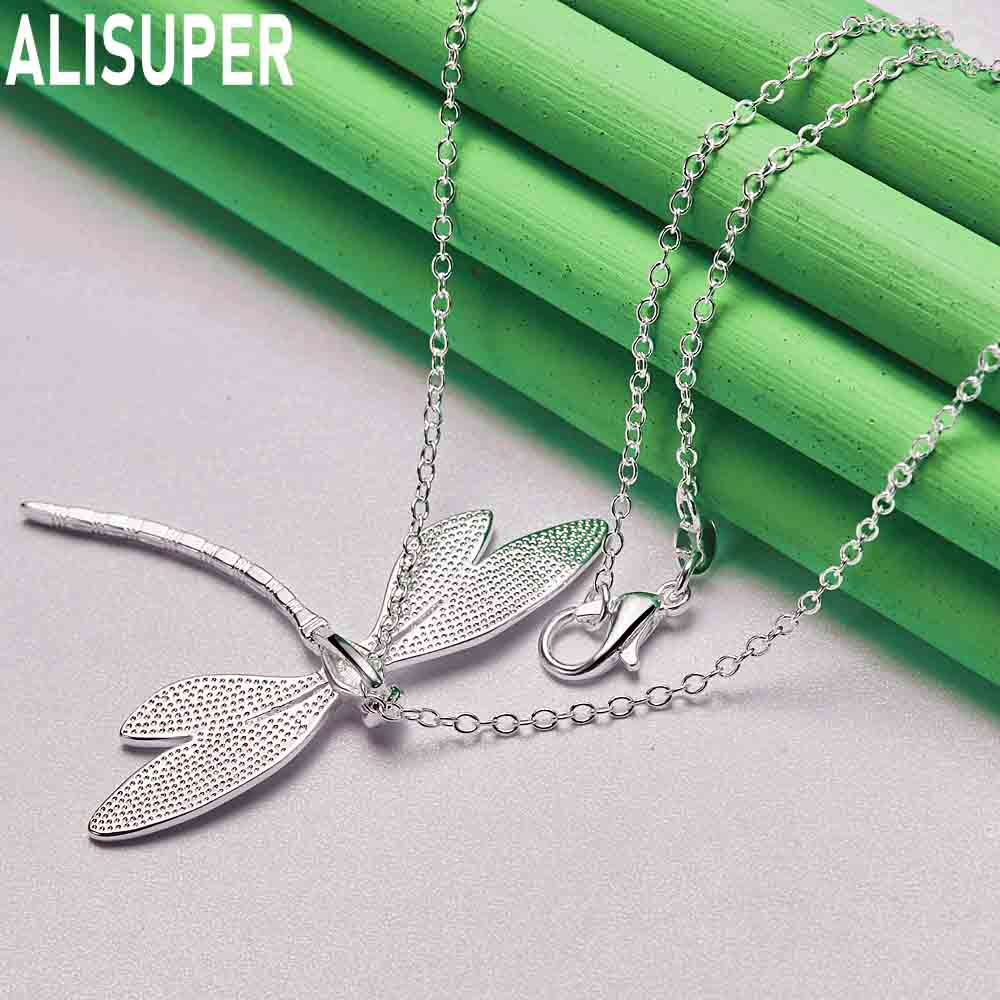925 Sterling Silver Dragonfly Pendant Necklace Fashion Wedding Jewelry