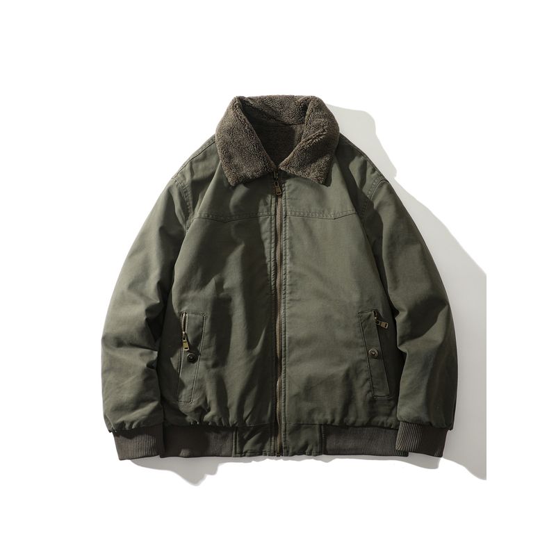 American Retro Heavy-Duty Pure Cotton Fleece-Lined Thick Flight Jacket for Men, Winter Foreign Trade Men's Short Cotton Coat