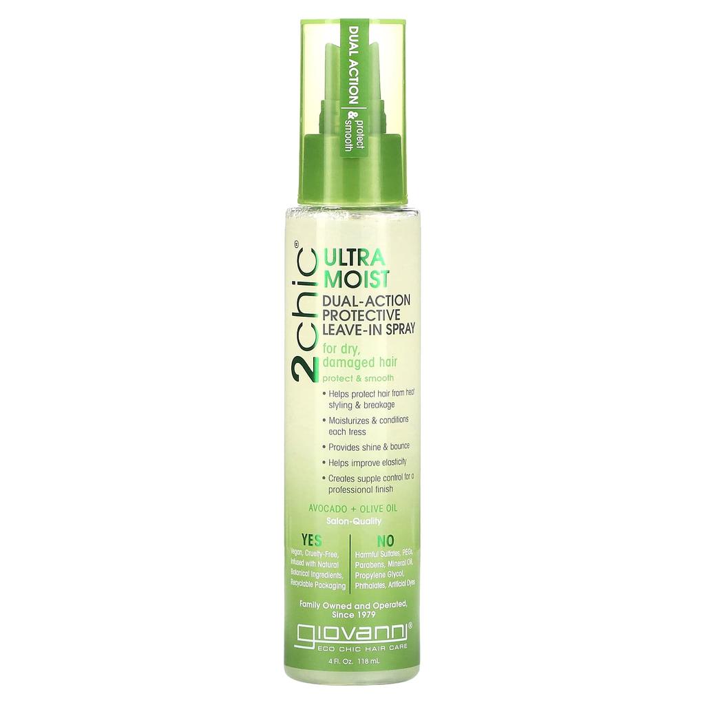 2Chic, Ultra Moist Dual Action Absorbing Protective Spray, Avocado + Olive Oil, 118Ml(4Fl Oz)
