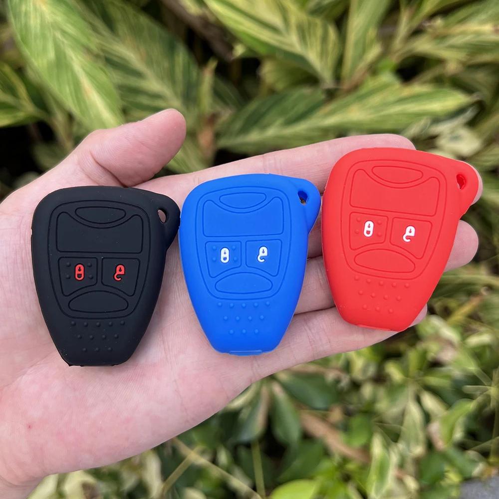 2 Buttons Silicone Car Key Cover Case Skin Protector for JEEP Commander Grand Cherokee Liberty Wrangler Compass Patriot Keychain