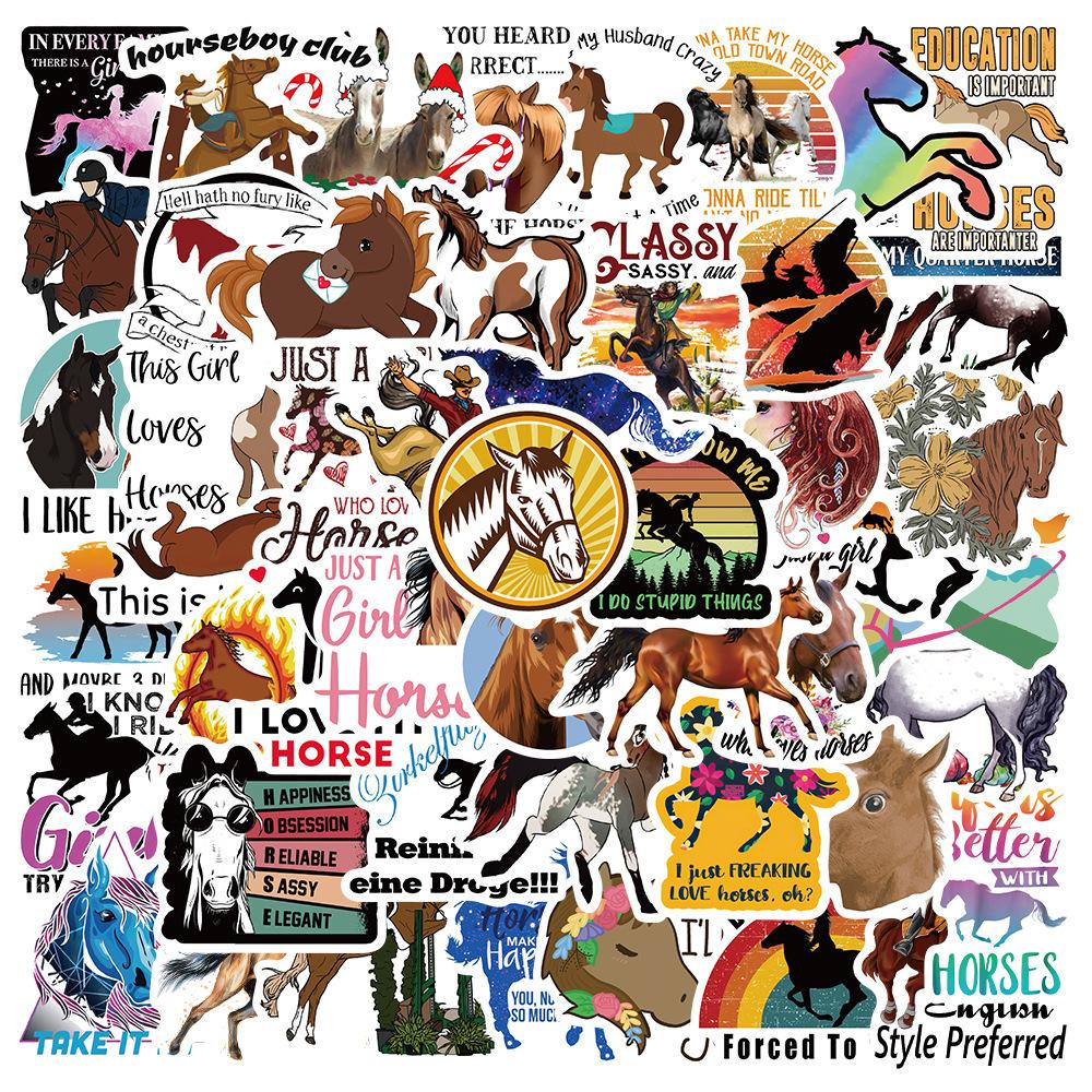 10 30 50Pcs Cartoon Horsemanship Sticker Horse Racing For Helmet Luggage Bicycle Laptop Motorcycle Decals Graffiti Stickers F5