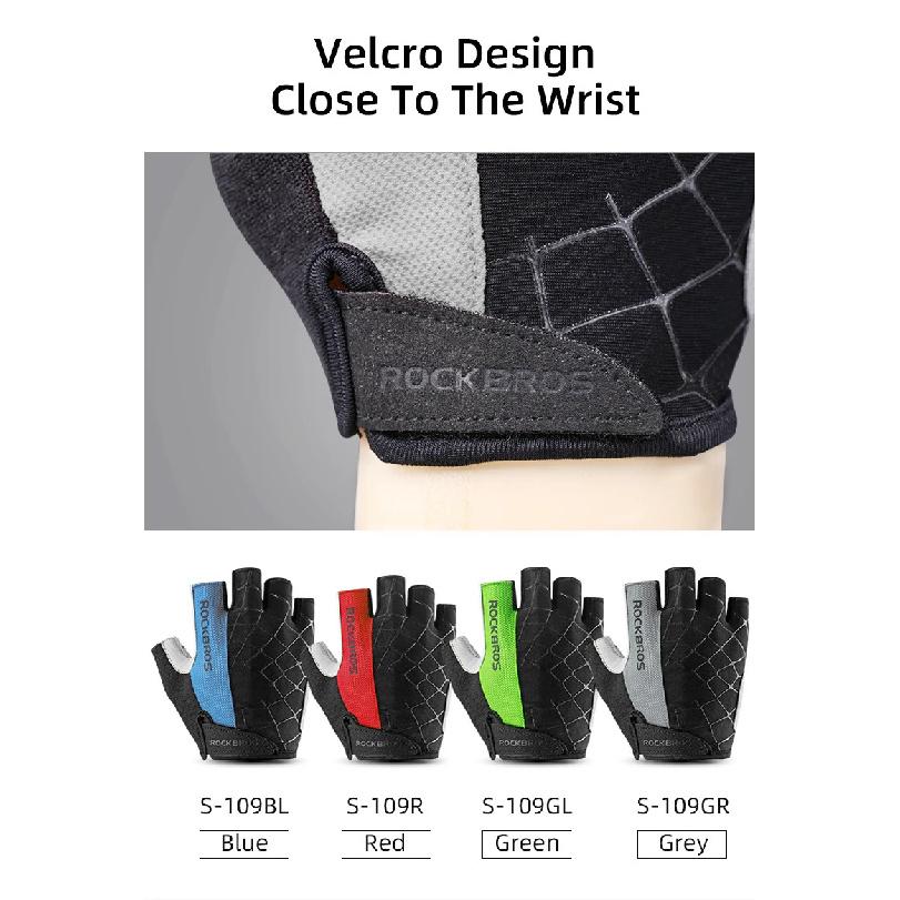 ROCKBROS Cycling Bike Gloves Half Finger Shockproof Breathable MTB Mountain Bicycle Sports Gloves Men Women Cycling Short Gloves