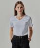 Basic House Women'S V-Neck Stretch Slim Fit Short Sleeve T-Shirt White Lats0204 (A Type)