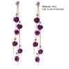 1 Pair Shiny Rhinestone Elegant Women Earrings Rose Flower Long Tassel Drop Earrings Party Jewelry