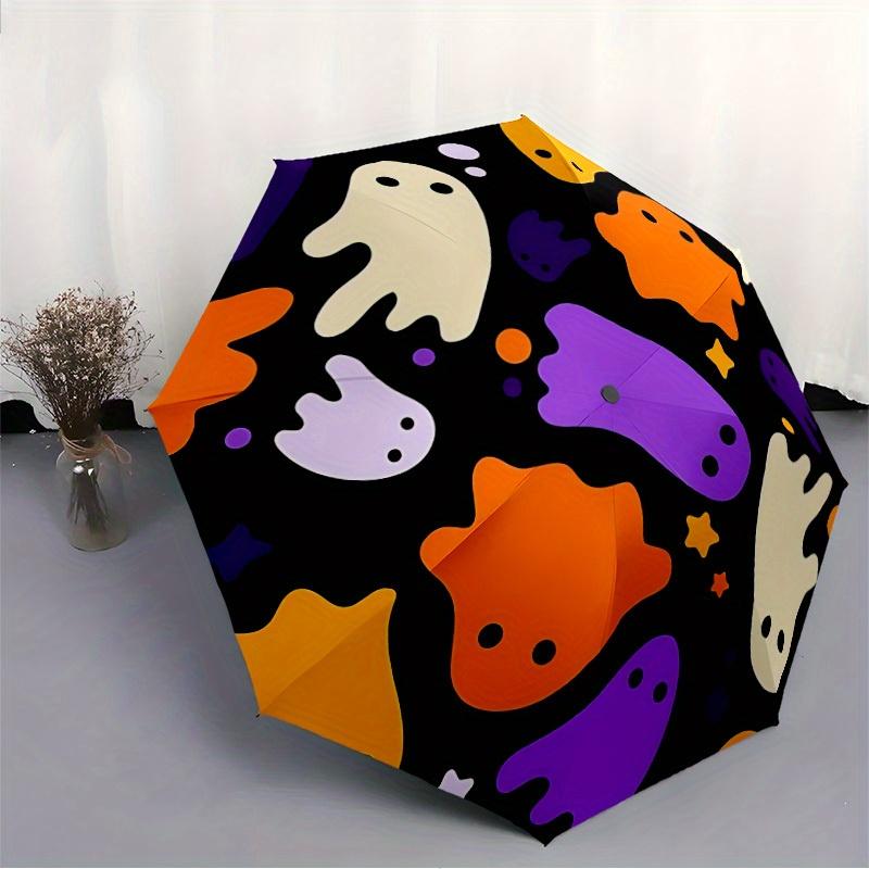 1pc Ghost Pattern Automatic Open, Sturdy Iron Frame, Compact Folding Design, All-Season Portable Umbrella for Women & Men Yy250801108