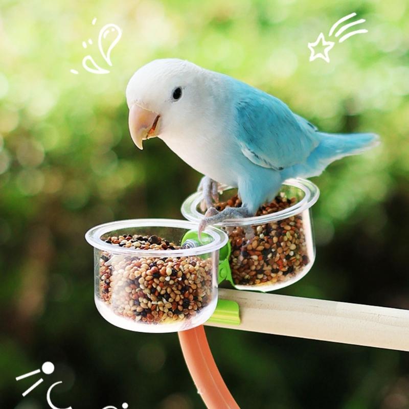 Bridge Feeding Cup Toy with Clip for Bird Parrots Parakeets Cockatiel Conure Pet Bird Feeder Cup Bowl