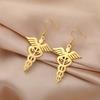 My Shape Caduceus Drop Earrings Medical Snake Scepter Wings Stainless Steel Pendents Necklace Nurse Doctor Medical Jewelry Gifts