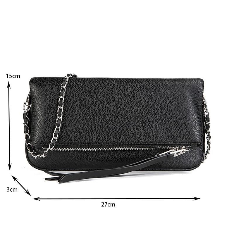Flap  Bag  -  Classic  Black  Envelope  Crossbody  with  Chain Strap, Luxurious Ladies Shoulder Bag for Daily Elegance