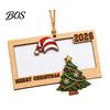 Hanging Holiday Decoration for Tree Wooden Money Holder, Personalized Cash Gift Wallet with Santa New Year Party Ornament Design, Creative Christmas
