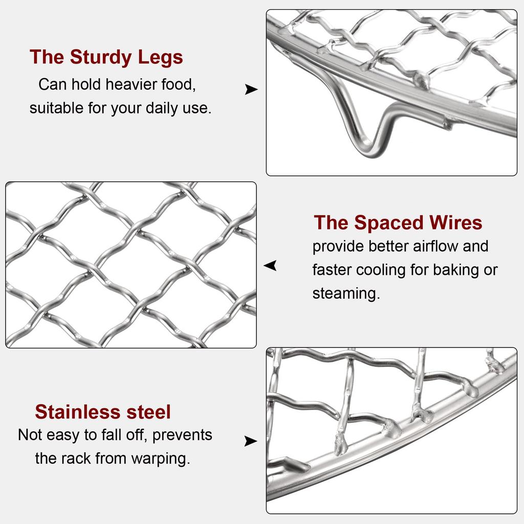 uxcell Round Cooking Rack Inch Stainless Steel Cross Wire BBQ Grill Net with 20mm Legs for and BBQ 17.7 Cooking, Grilling, Steaming,