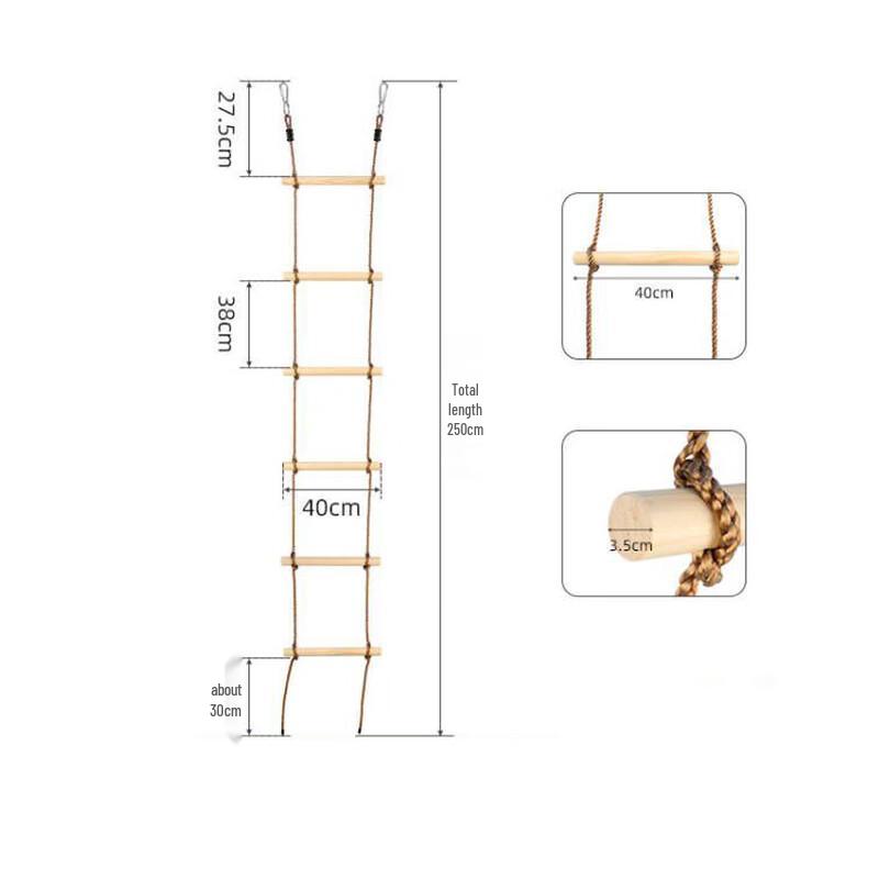 

Muan Wooden Kids Six-Rung Climbing Rope Ladder