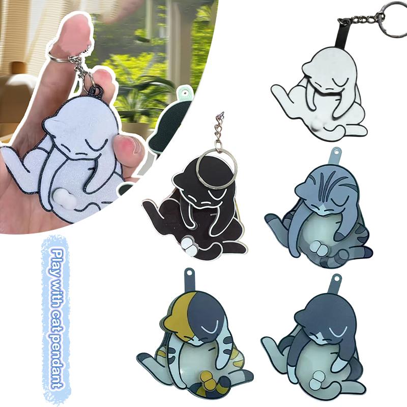 Kreativní přívěsek na klíče s vajíčkem a kočkou, roztomilý a vtipný otočný akrylový přívěsek na klíče pro ženy, přívěsek na klíče, kabelku, tašku, příslušenství