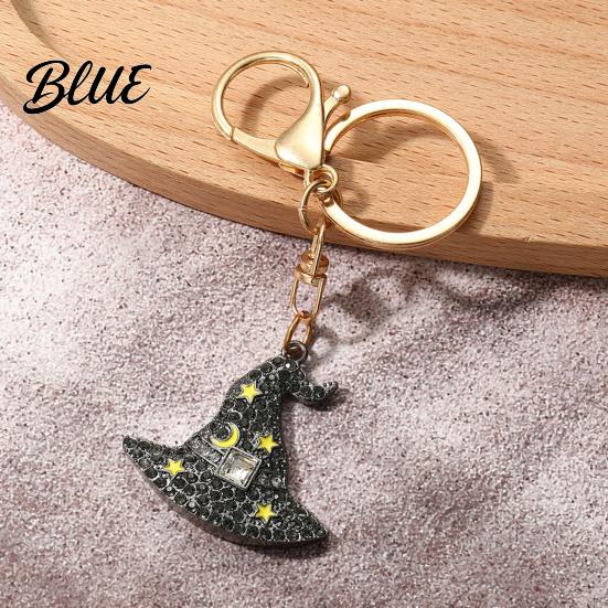 Decorative Charms Halloween Rhinestone Pumpkin Keychain Ghost Witch Hat Spider Web Cat Party Favors Bag Charm Car Key Ring for Handbags Backpacks