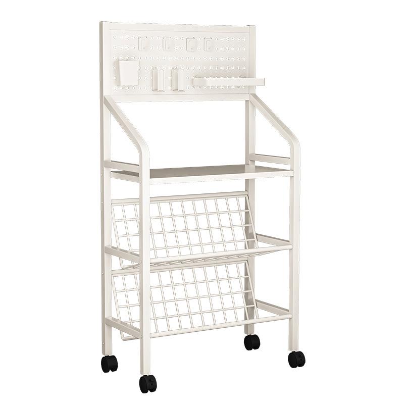 Mobile Iron Bookshelf with Wheels - Rolling Cart for Kids, Home Storage, Living Room Organizer, Easy Move Bookcase