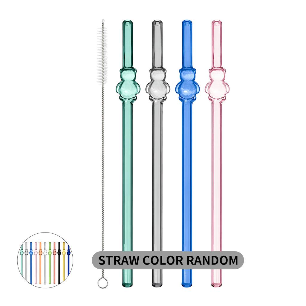 7PCS Reusable Bow Glass Straws, Cute Bow Glass Straw with  Cleaning Brush for Coffee Lover, Smoothies, Frozen Drinks, Tea, Juice