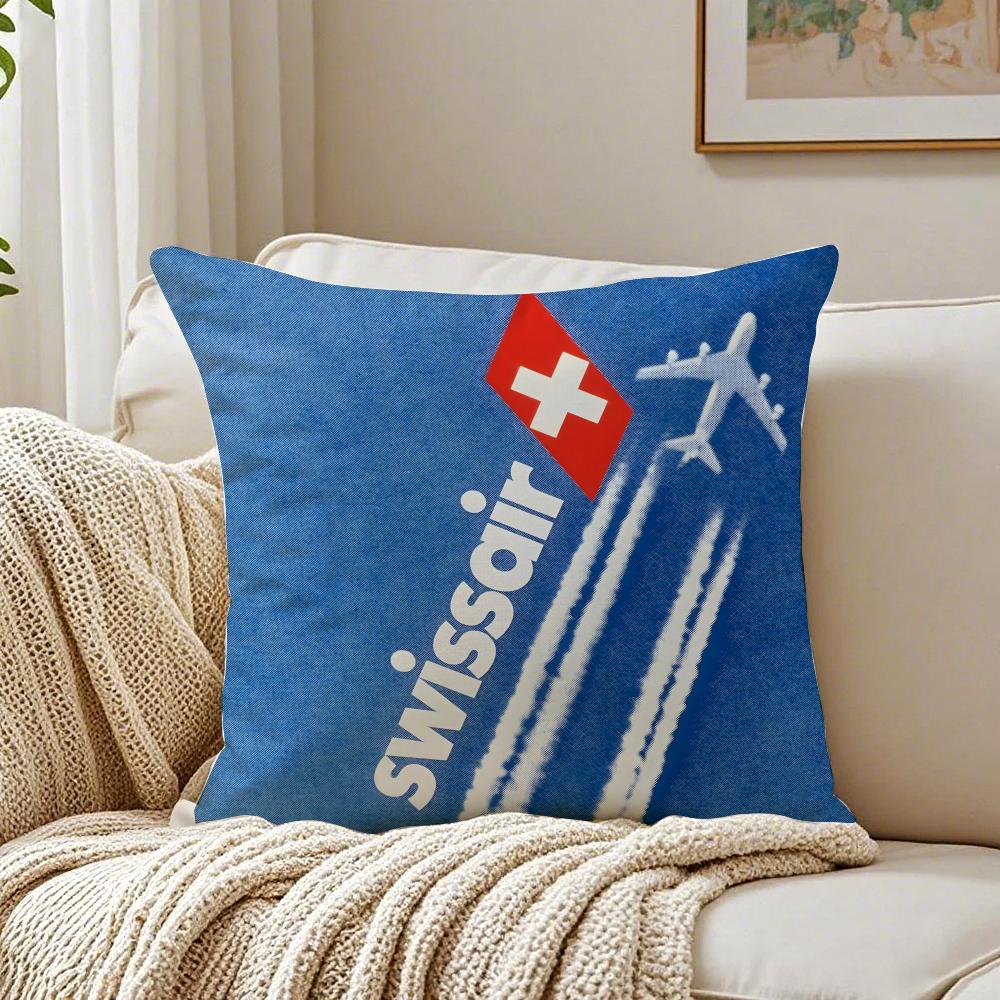 S-Swissair Pillow Aviation Brand Cushion Cushion Cover Pillowcase Anti-Dustmite Living Room Sofa Decor Cushion Room