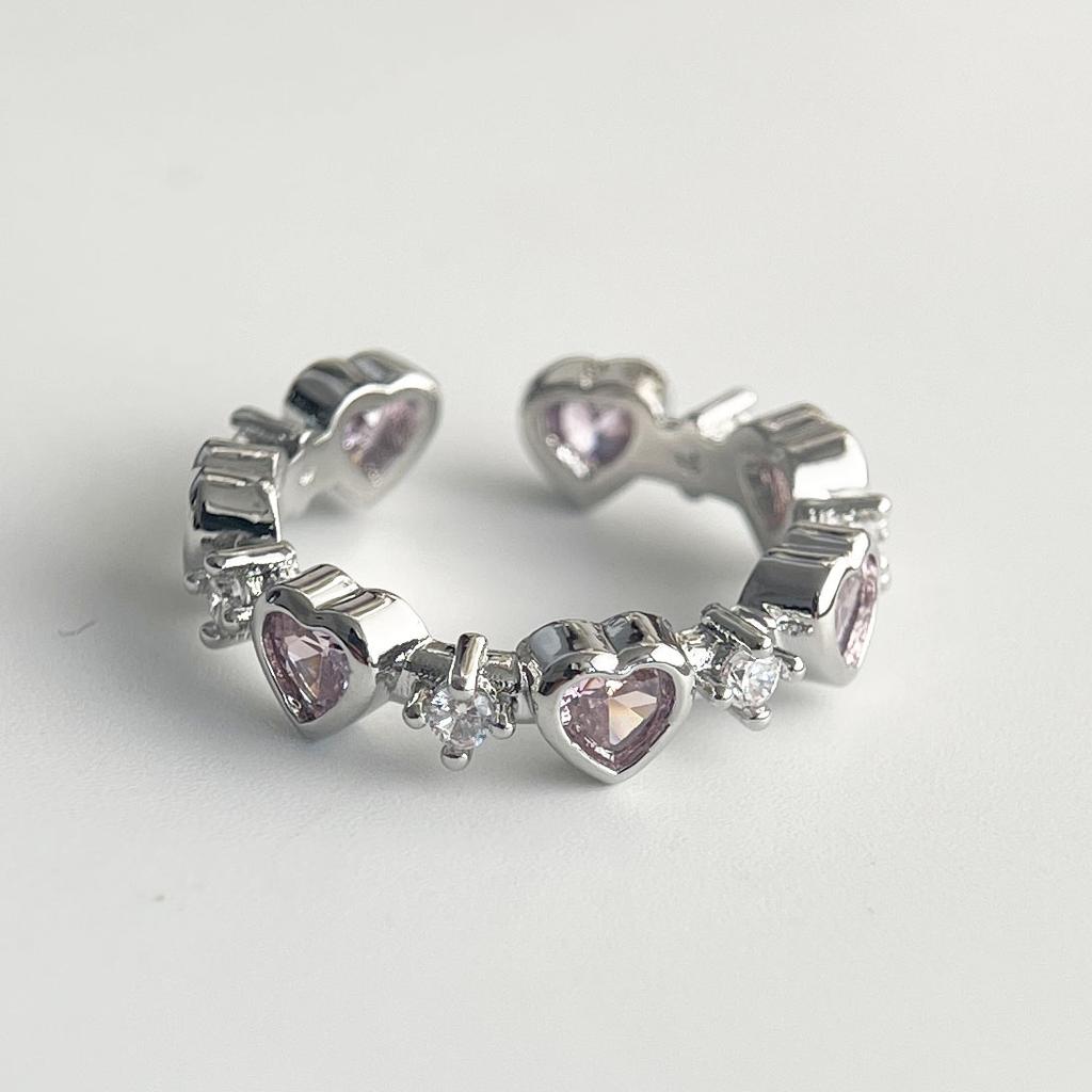 925 Silver Rings for Women Couple Minimalist Handmade Blue Pink Stone Shinning Ring Fine Jewelry Gift Prevent Allergy