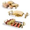 Golden Oval Stainless Steel Big Round Plate Tray Buffet Candy Cake Fruit Mirror Plate Hotel Restaurant Grill Wedding Cute Dish
