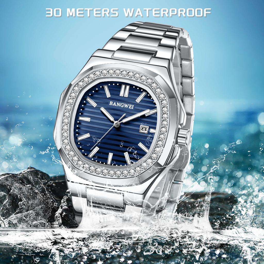 Man Watch Business Waterproof Luminous Date Men Wristwatch Stainless Steel Square Dial Quartz Men's Watches