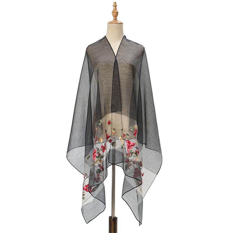 Luxury Shiny Lace Scarf Silk Women Hijab Soft Wool Shawls and Wraps Large Flower Thin Scarves Foulard Female Bufanda  New