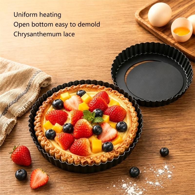 Nonstick Round Baking Pan with Fluted Wall and Removable Base for Pie, Pastry, Dessert, and Family Kitchen Use
