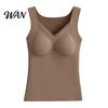 Thermal Layer for Women Seamless Slim Fit Warm Camisole, Vest with Built-in Slimming Body Shaper Bra, Sleeveless Base Velvet Tops Autumn Winter