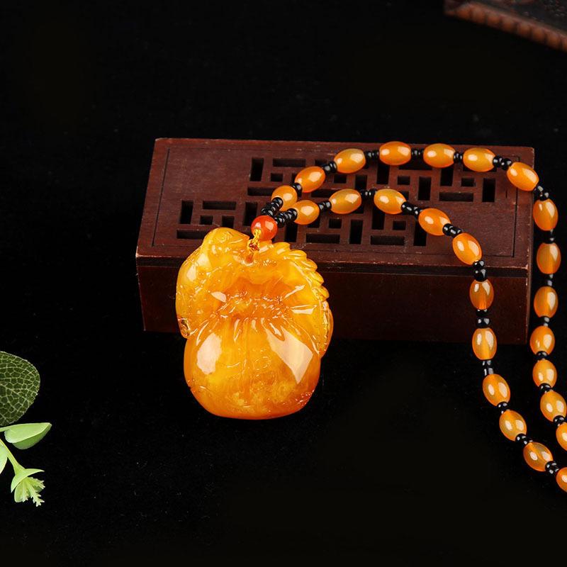 Vielseitige gelbe Bernstein Honigwachs Anhänger Halskette