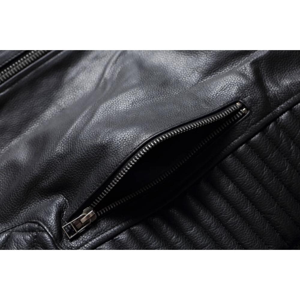 Chinesische Größe Schwarze Rindsleder-echte Lederjacke Herren Motorradjacken Weiche Bomberjacke Reiten Bikerkleidung Herren Lederjacke Herbstmantel