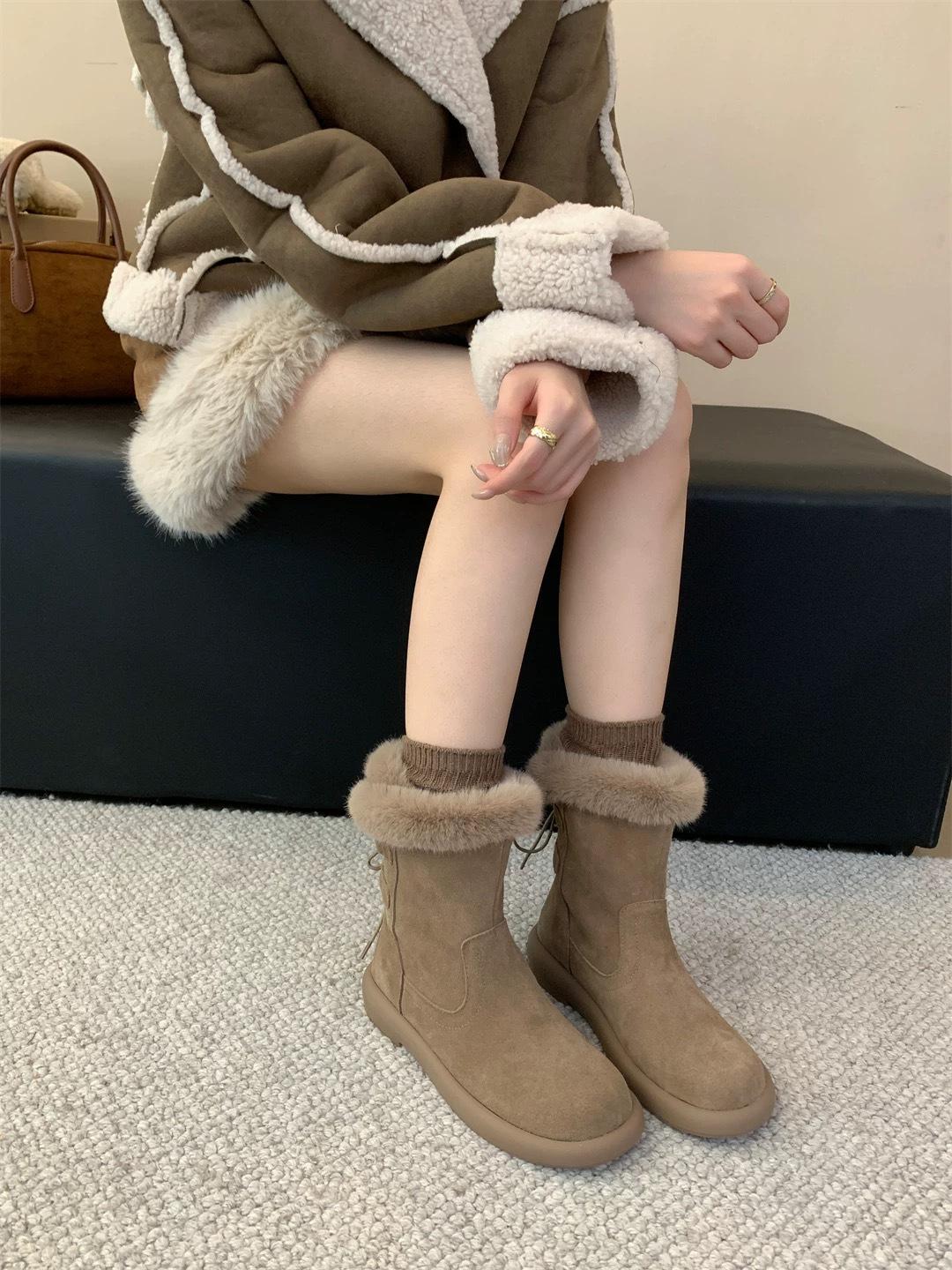 

плюшевые хлопковые туфли на толстой подошве зимние ботинки женская обувь 2024 новые осенне-зимние теплые короткие ботинки модные ботинки Мартин 40 верблюд