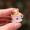8Pcs Cat Ornament Mini Hand Painted Realistic Collectible DIY Accessories Adorable Cake Topper Teacup Cat Figurine Desktop Decor