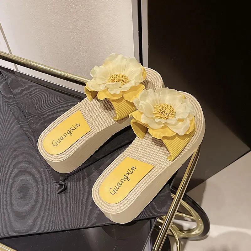 Fashion Medium Heel Flowers Women's Slippers and Ladies Sandals 2025 Trend Designer Luxury Shoes Top Designs Chic Elegant Casual Slides