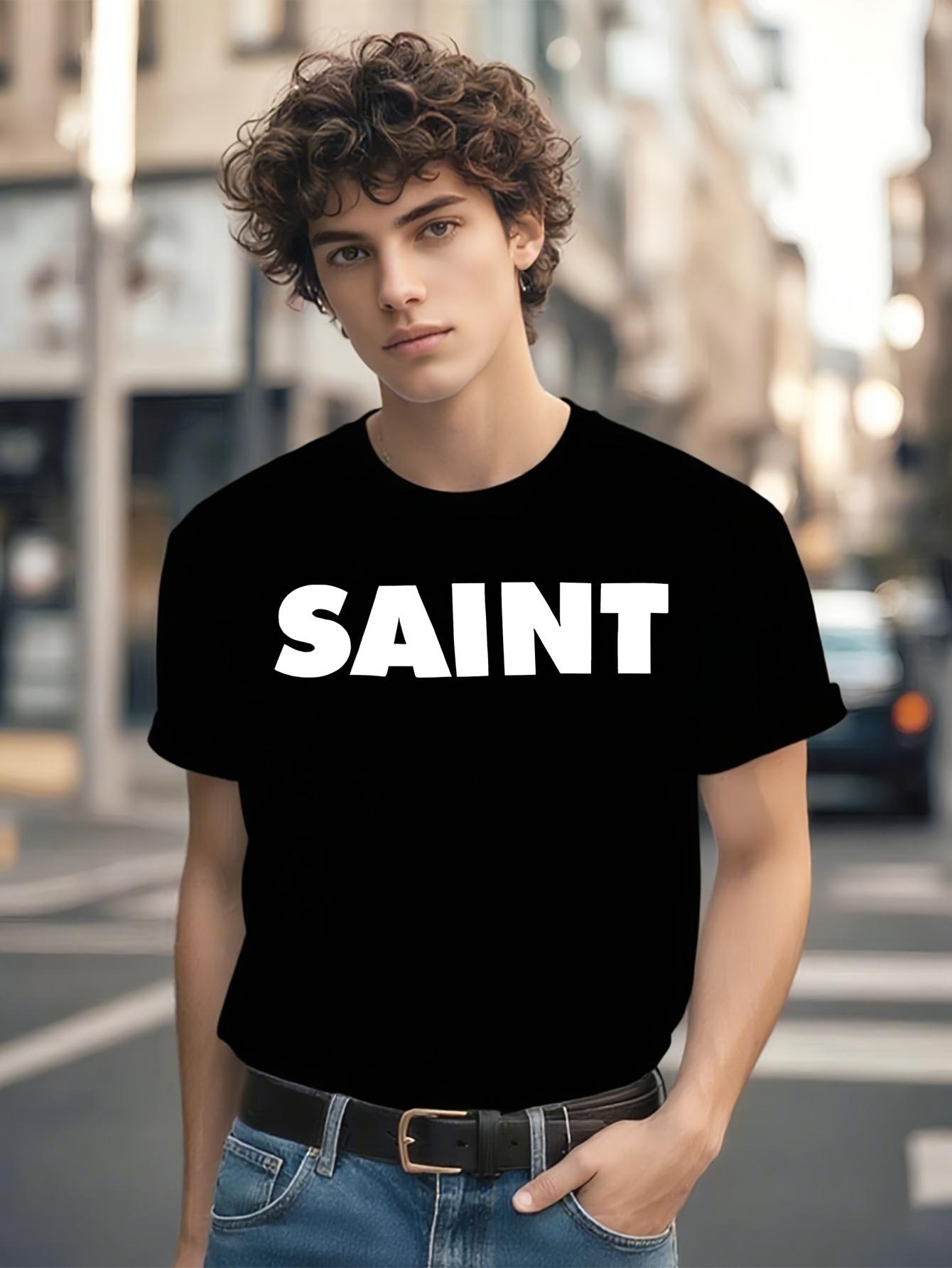 2024Ss SAINT MICHAEL & Wo Bold SAINT Lettering Graphic T-shirt - Black with White Text S