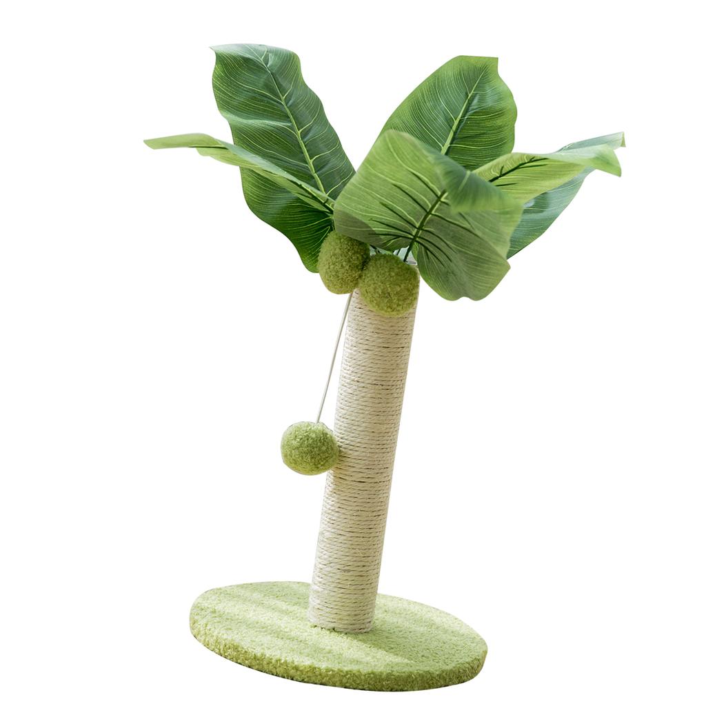 Cat Scratching Post 12.6in High 9.8in Base Hanging Balls Green Leaves Sisal Hemp Cat Scratcher for House Bedroom Indoor