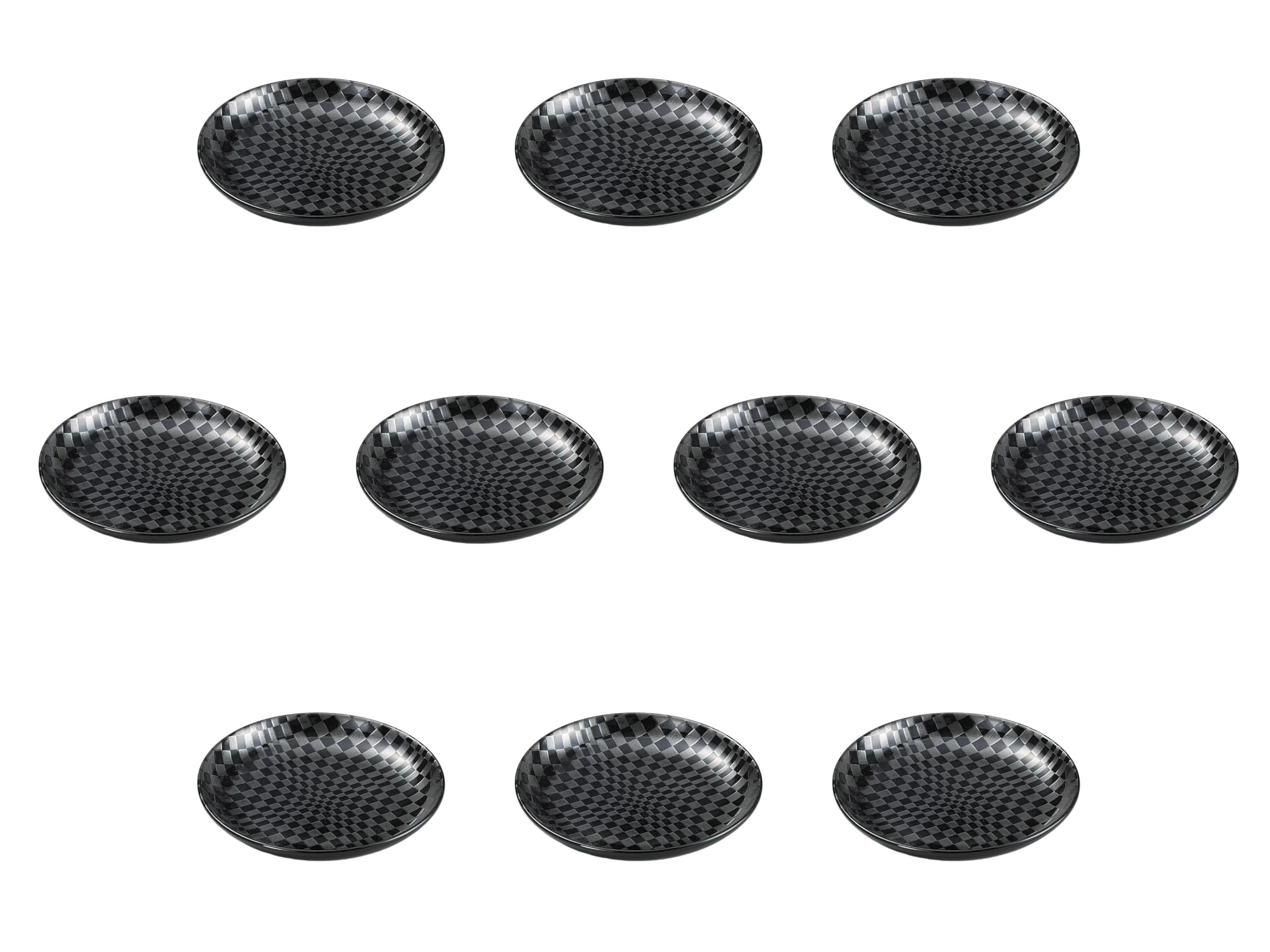 

Set of 10 Checkered Black Plates x Side Plates Setomonohonpo 5.0 [16 2.7 cm]