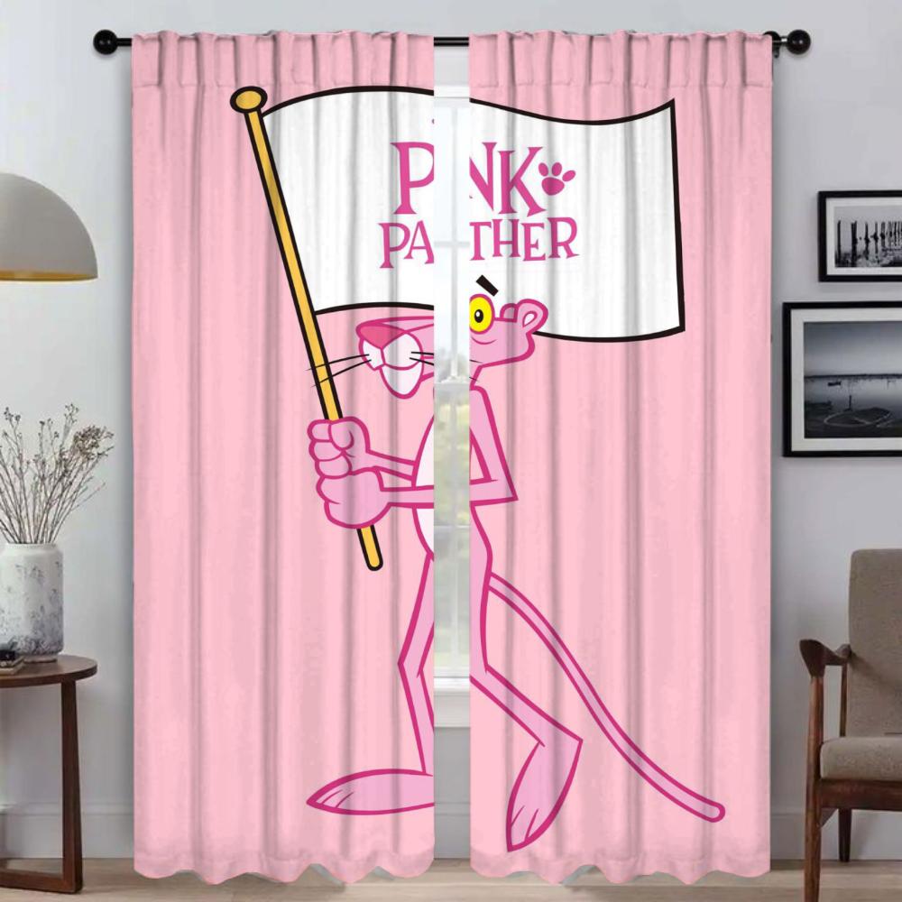 Pink Panther Elegant Room Curtains for Camera Partition Window Curtain for Room 2 Panel Halloween Decoration Shades Living Child
