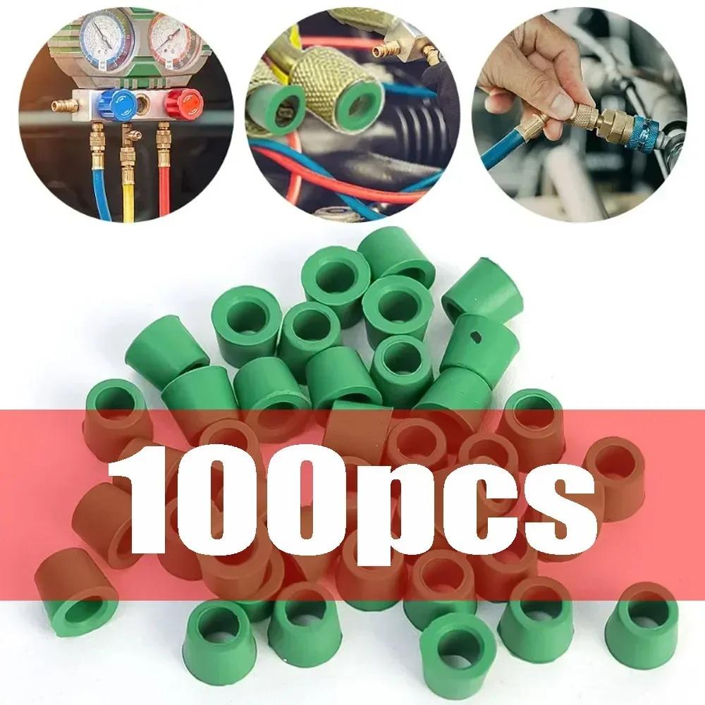 200PCS Rubber Gasket Air Conditioning 1/4Charging Hose Valve Gasket Manifold Repair Seal Kit Replacement Car Accessories