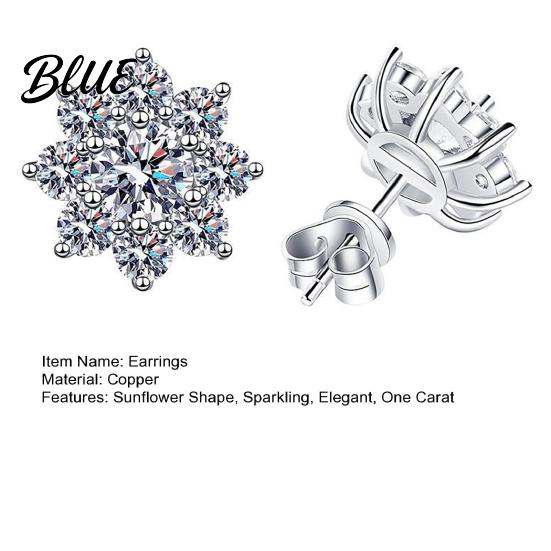Lightweight Everyday Earrings Women Sunflower One Carat Cubic Flower Shape