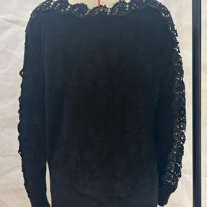 Móda Nové Pulóvre s Výstrihom cez Rameno Pletený Sveter Ženy Čipkovaná Patchwork Dlhý Rukáv Dámske Svetre Topy Elegantné Vintage Jednofarebné Mäkké Teplé Svetre 26460
