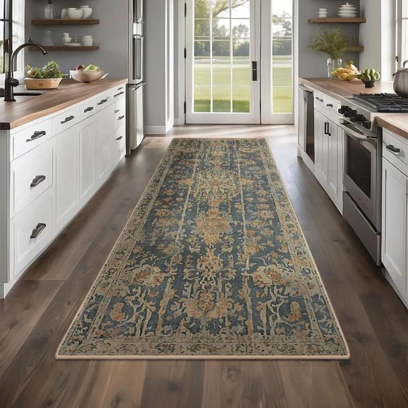 Beautiful Non-slip Kitchen Rug Runner Rug Laundry Mat Hallway Entryway Machine Washable with Low Pile Safe for Pets and Children