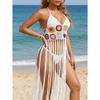 Summer-style Women's Pure Hand-knitted Multi-color Fringed Patchwork Strap Beach Bikini Top
