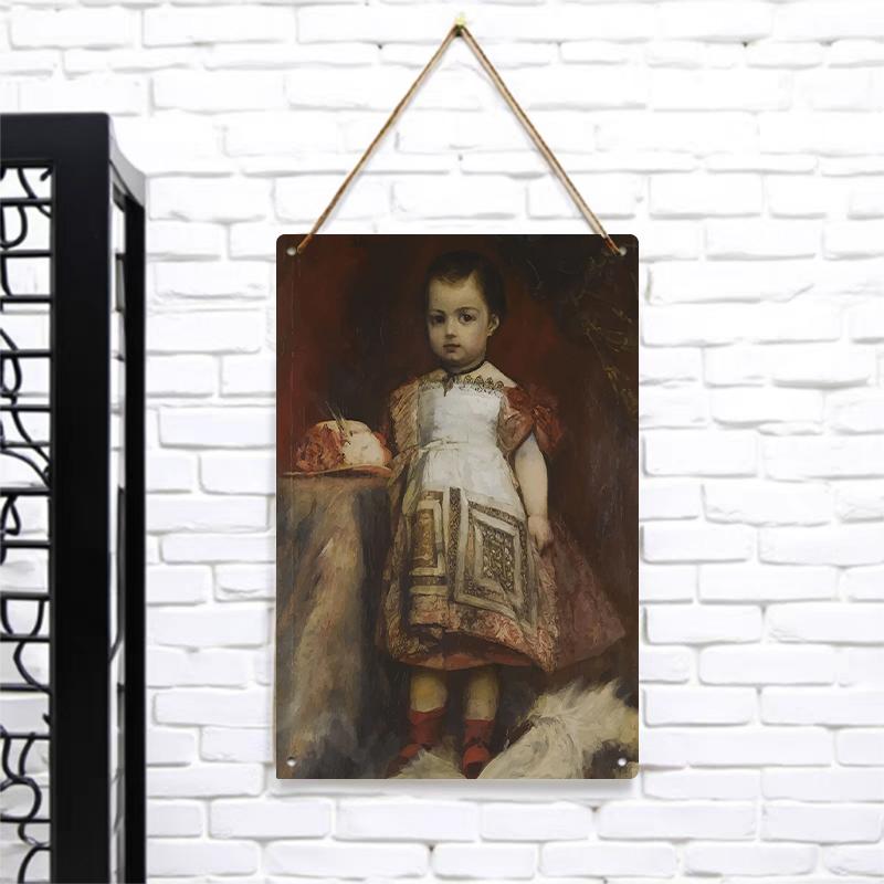 

Vintage Court Child Portrait Custom Metal Tin Painting European Art Wall Decor for Home 7.9x11.8In(20x30cm)