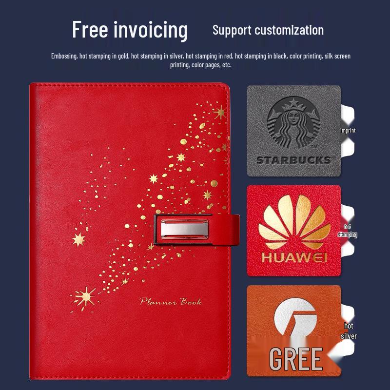 Set de regalo de cuaderno Star Double Line 2026: Libro de registro de reuniones de negocios y oficina de mayor grosor