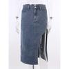 Cowboy High Waisted Slim Fit Split Skirt Denim High Waist Silm Skirt