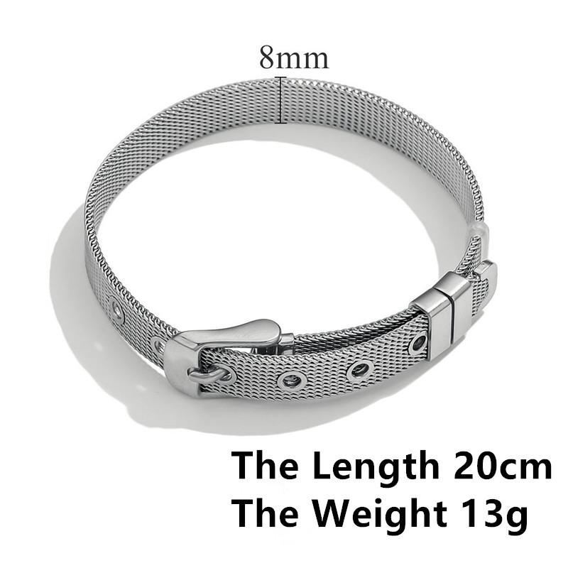 

Stainless Steel Mesh Watch Band Bracelet for Slider Charm Jewelry Wide Strap Bracelet Adjustable Belt Buckle Watch Band Bangle