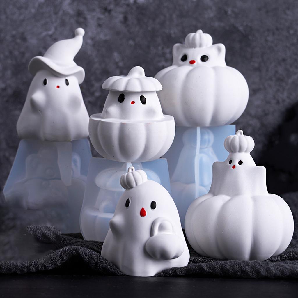 3D Pumpkin Ghost Silicone Mold DIY Halloween Ornaments Candle Molds Aromath Soap Plaster Resin Craft Making Home Holiday Decor